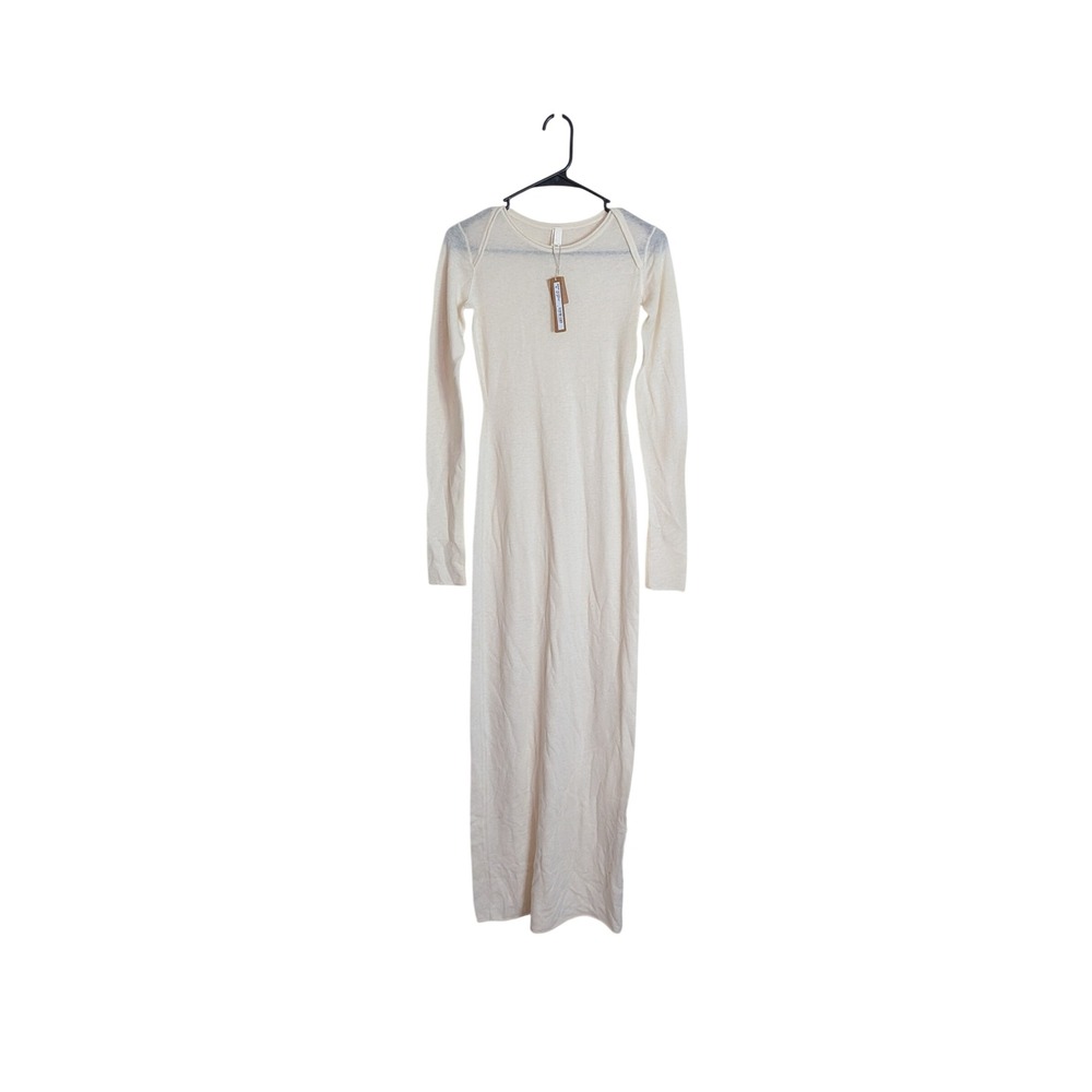 Skims Sheer Cashmere Long Sleeve Maxi Dress Egret Off White XS DS-DRS-1028W